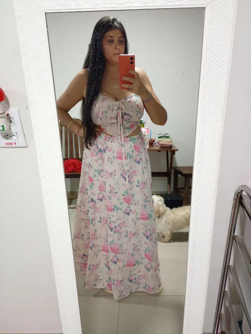 Conjunto estampado rosé floral 