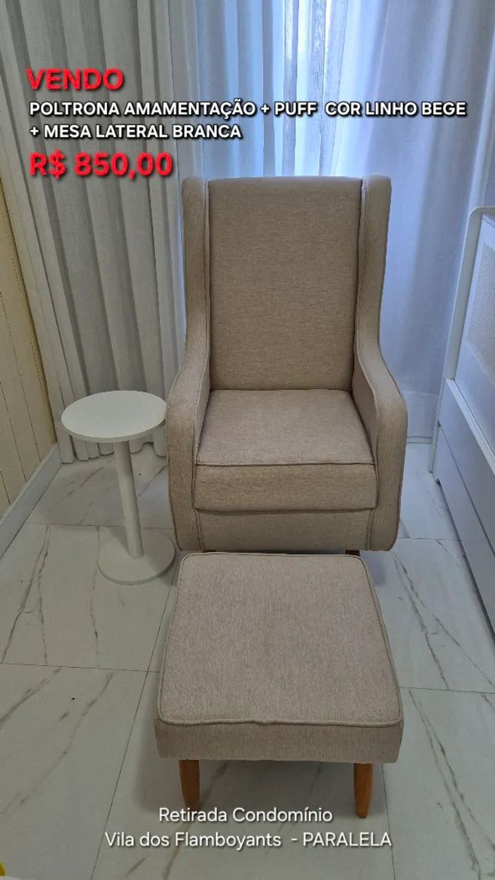 Poltrona amamentação + puff + mesa - Foto 3