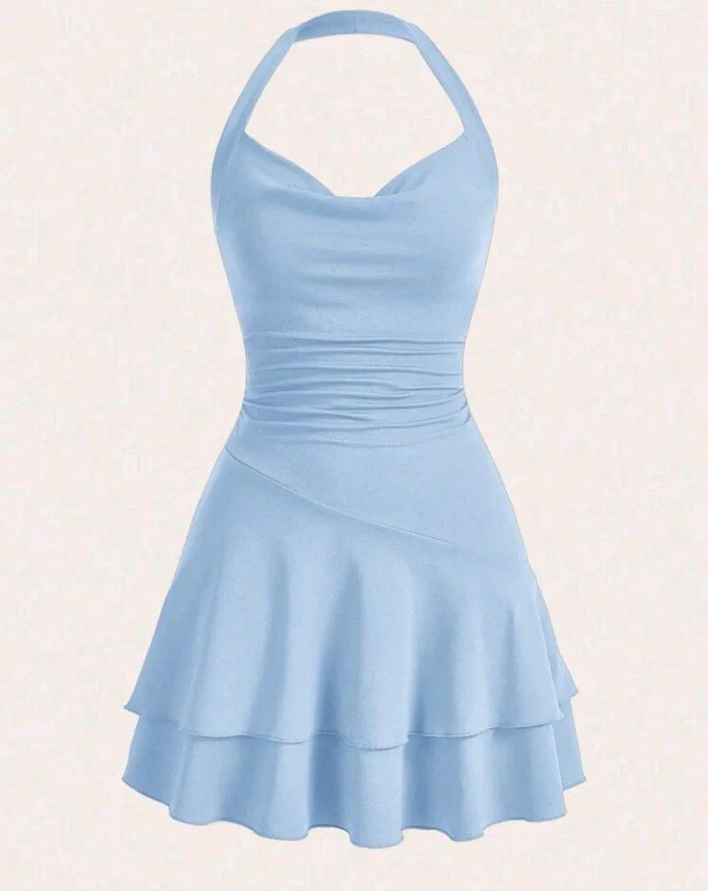Vestido curto frente única com elastano azul bb - Foto 2