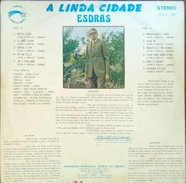 Lp Disco De Vinil Gospel Evangélico Esdras - A Linda Cidade - Foto 2