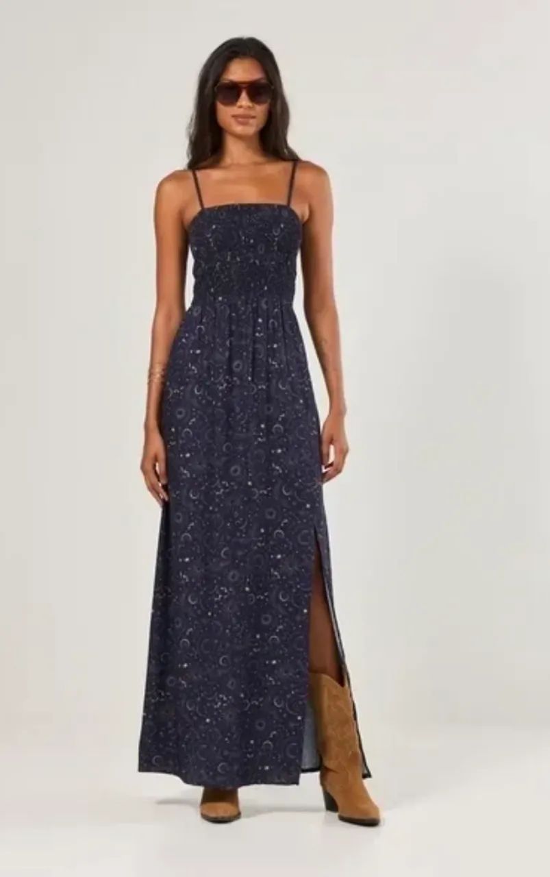 Vestido longo marinho lastex  - Foto 2