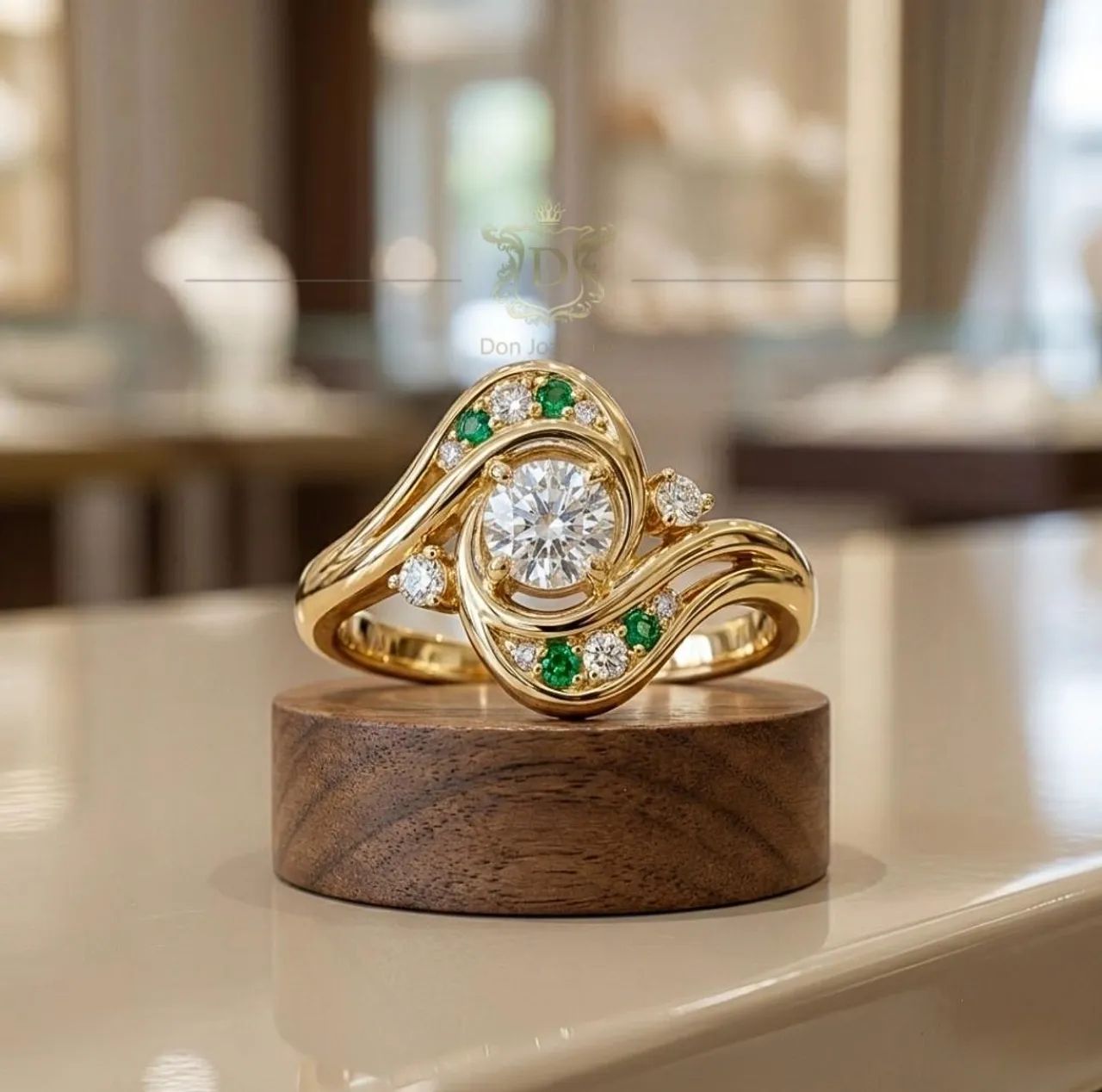 Anel em Ouro 18K 750 com Diamantes e Esmeraldas - Foto 2