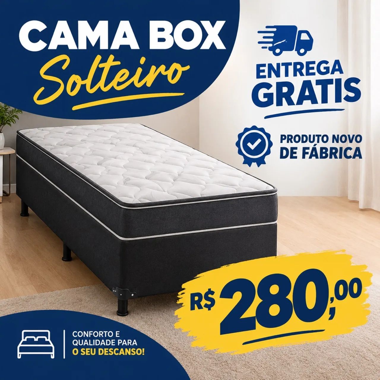 CAMA BOX SOLTEIRO - ENTREGA GRATIS