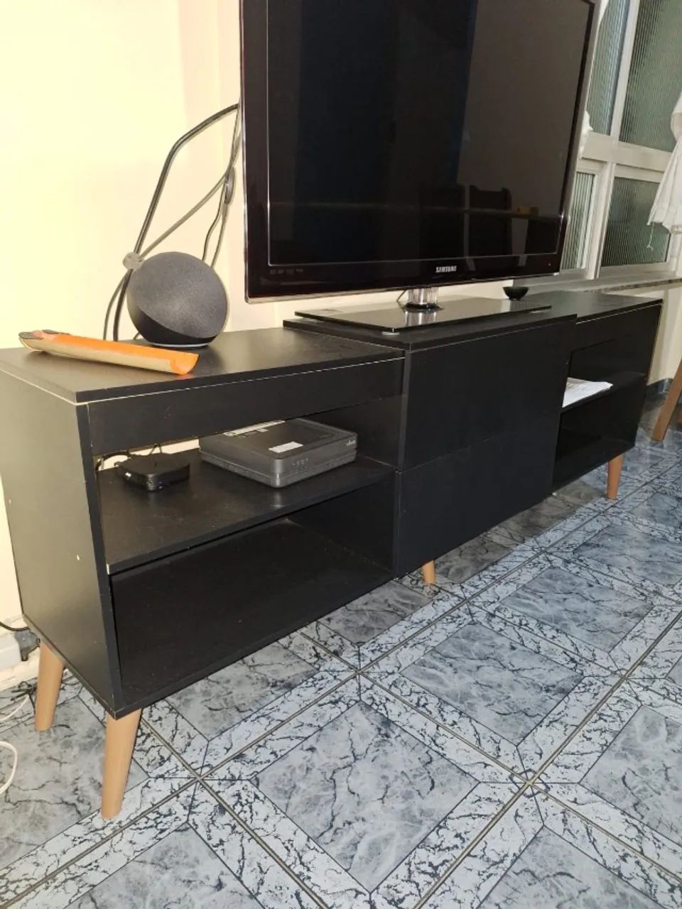 Rack de TV Preto MDF Retrô - 1,60m - Foto 4