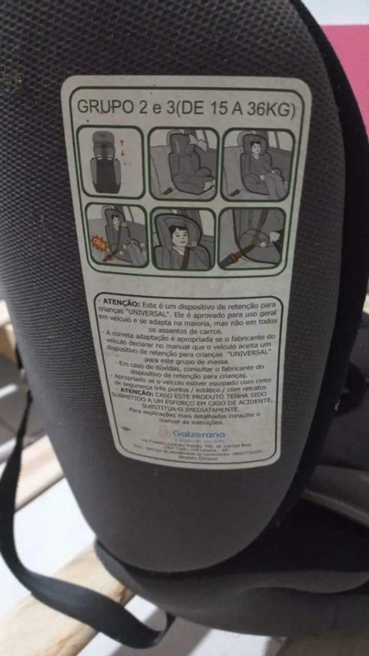 Cadeirinha infantil Galzerano para Carro 2 em 1 com assento elevação 09-18kg - Foto 3