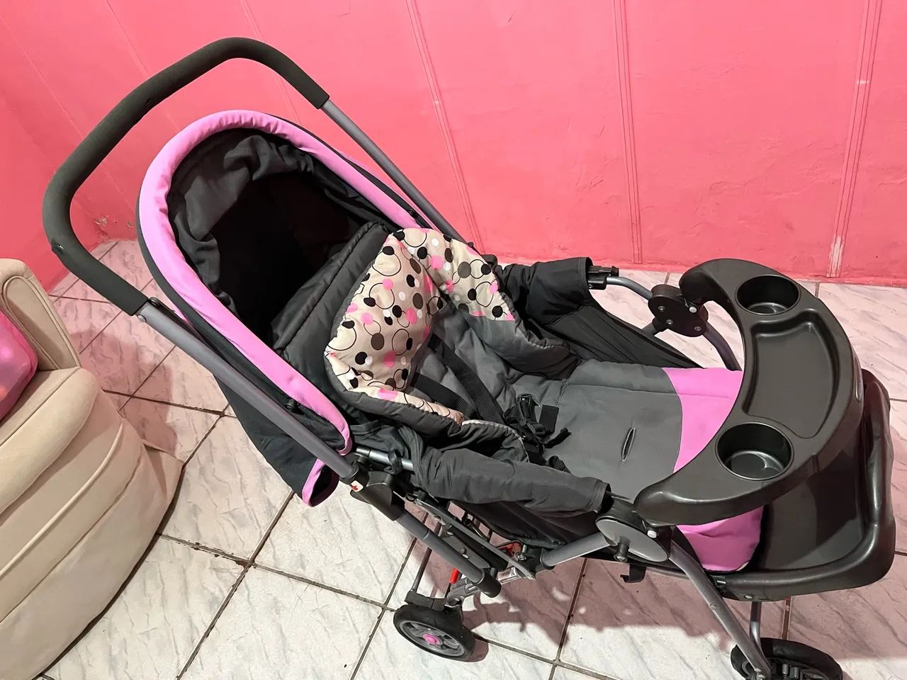 Carrinho de bebê Rosa  - Foto 3