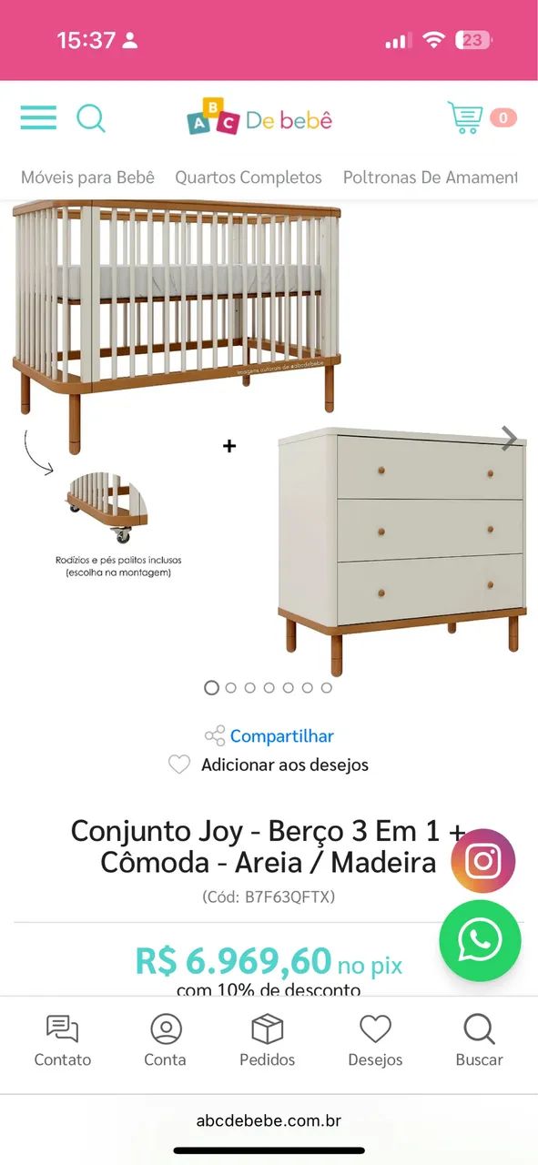 Berço e cômoda JOY CIA DO MÓVEL 
