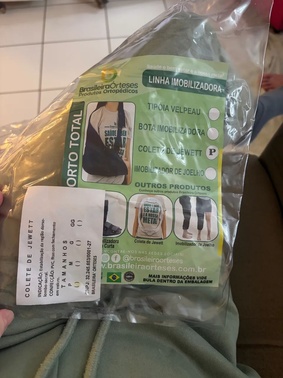 Colete ortopédico jewett