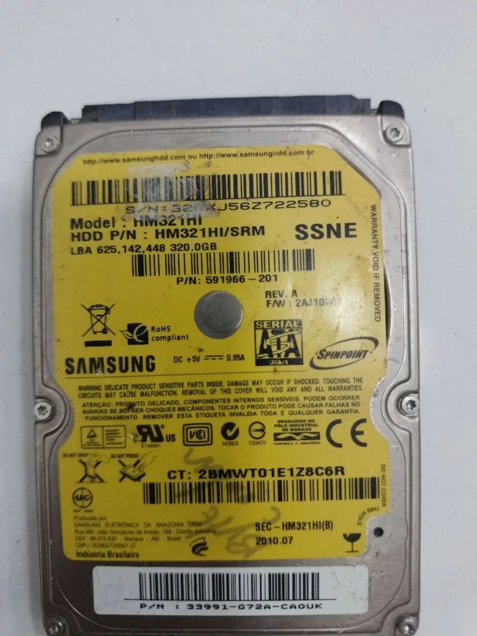 Hd Samsung 320gb 2.5 notebook