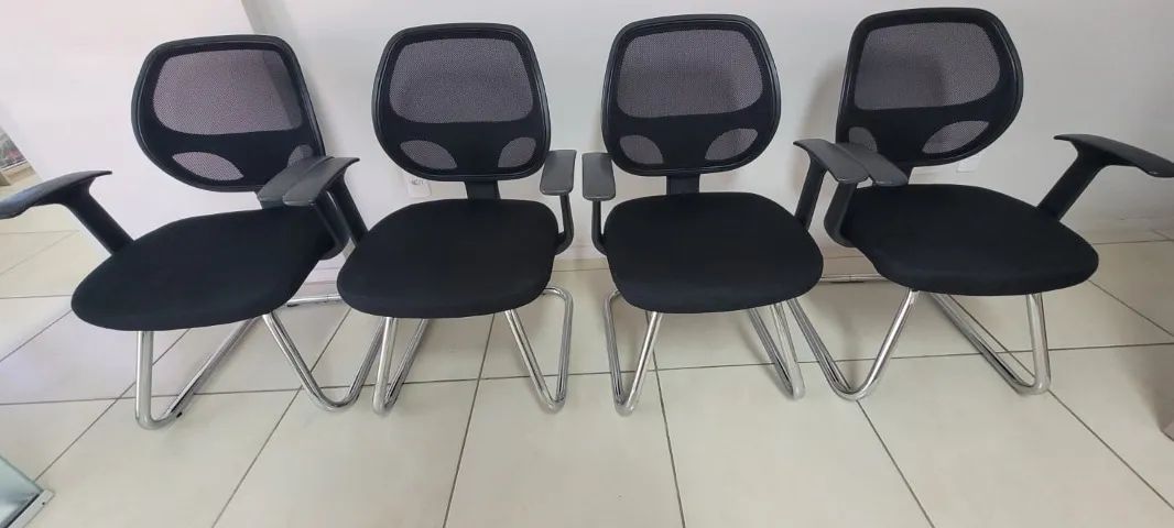 Cadeiras de Escritório com Braços e Encosto Mesh - Foto 4