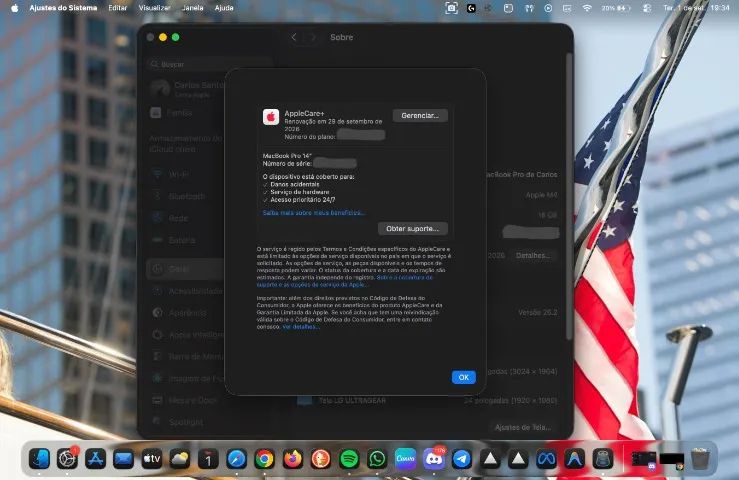 MacBook Pro 14 M4 16GB 512GB SSD 2024 AppleCare+ Bateria 100% - Foto 4