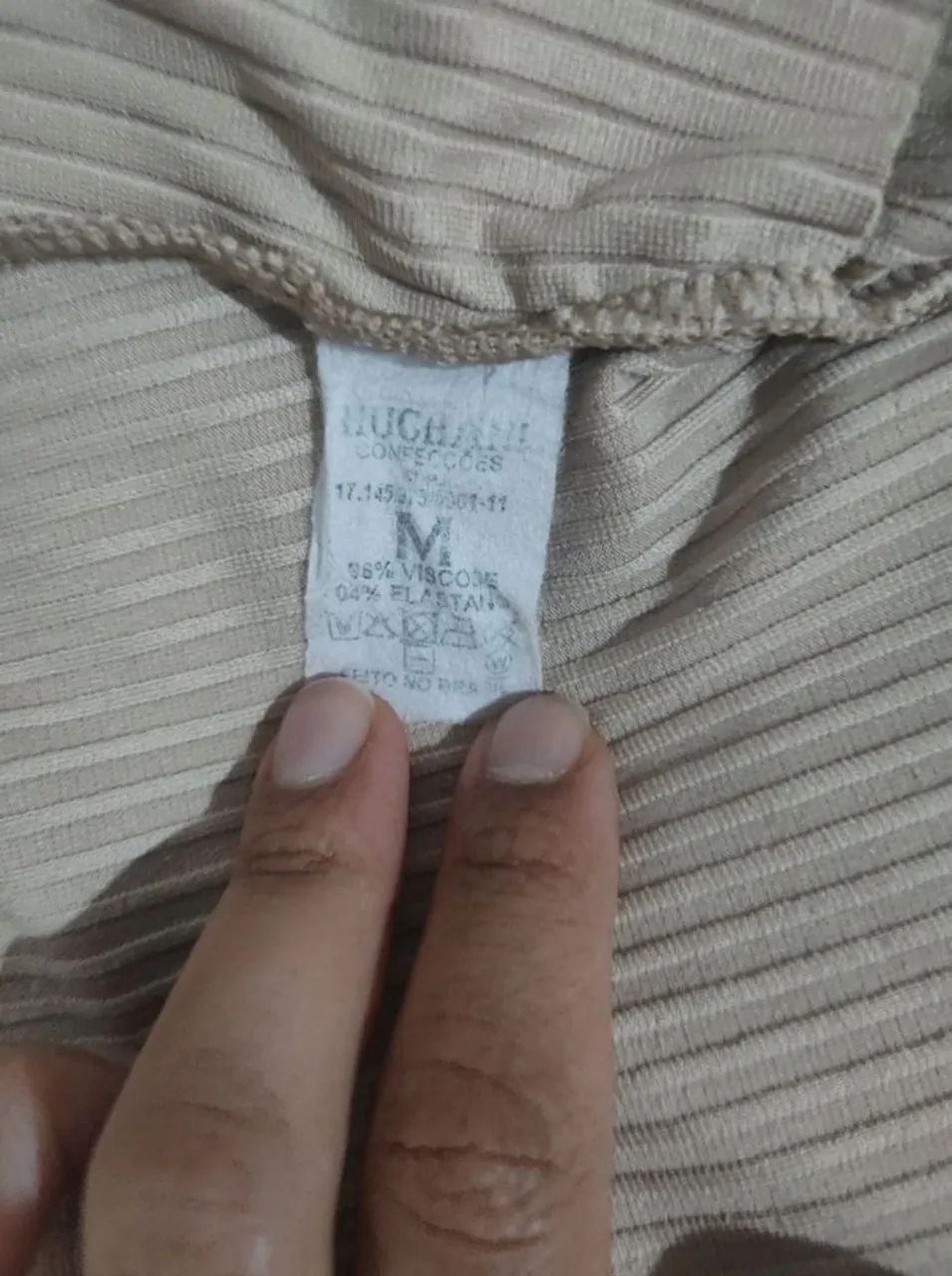 Macacão canelado bege, tamanho: M. - Foto 3