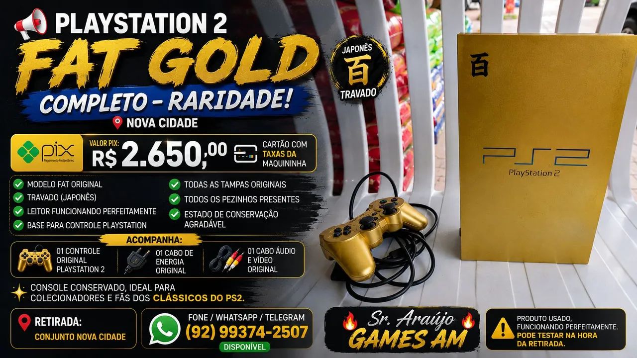 PlayStation 2 FAT GOLD [Nova Cidade]