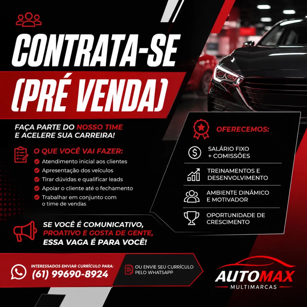 VAGA DE EMPREGO ÁREA COMERCIAL/VENDAS 1