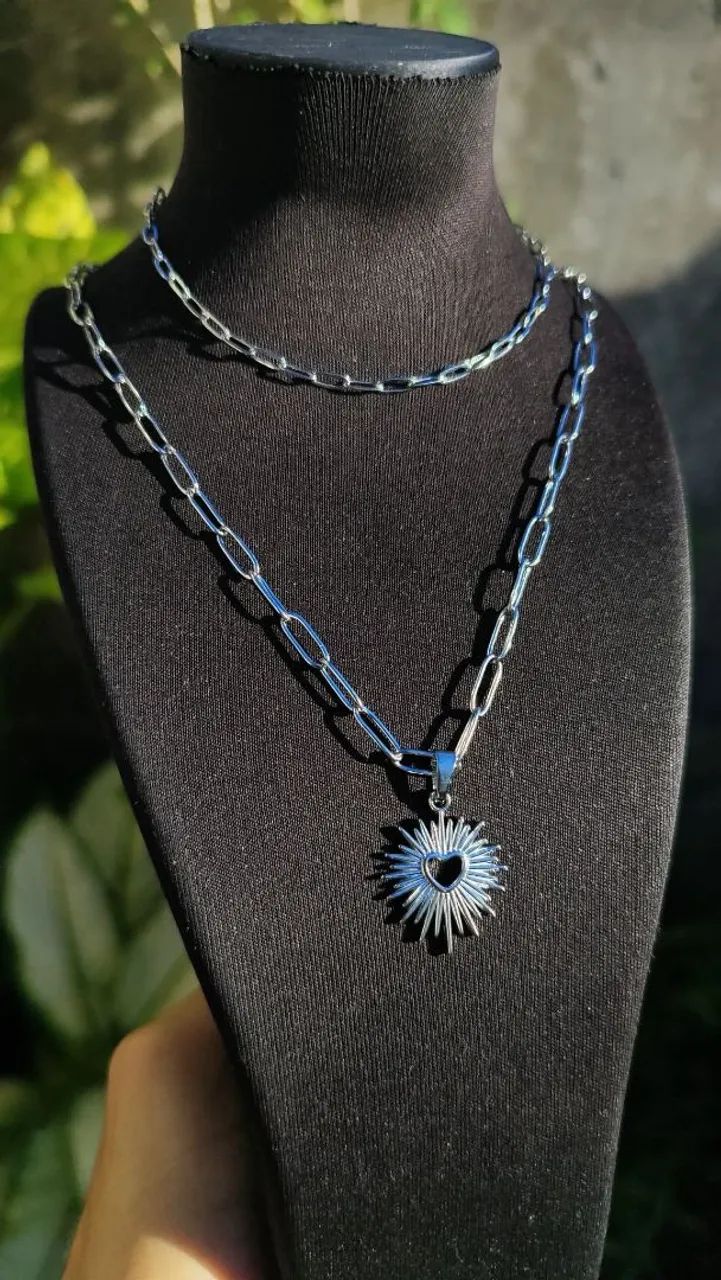 Conjunto pulseira e colar com pingente em Aço Inoxidável  - Foto 3