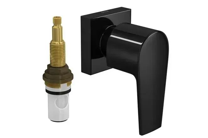 KIT 5 PEÇAS - Acabam. P/ Reg. de Pressão 1/2" e 3/4" C/ Mec. 1/2 Volta Black Noir - Deca