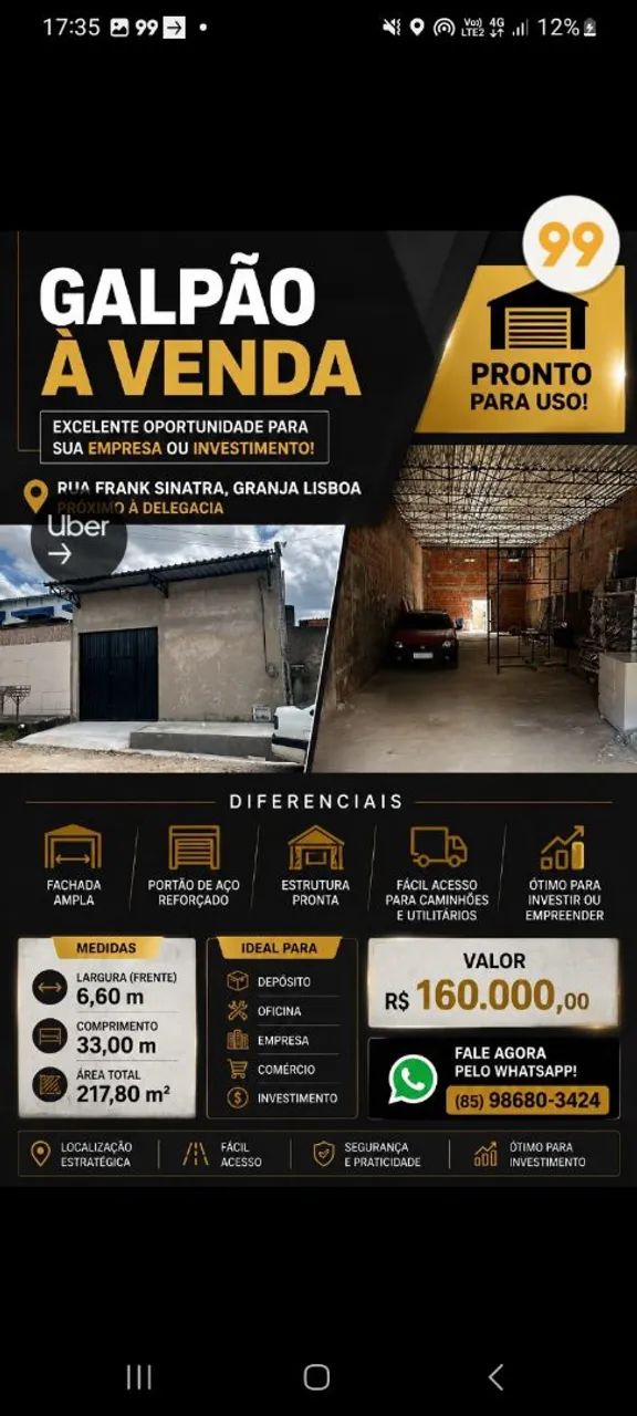 Galpão com mais 200 metros quadrados