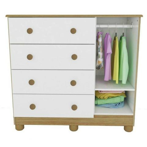 Frete Grátis* Cômoda Infantil 4 Gavetas 1 Porta - Junior *NOVO - Foto 2