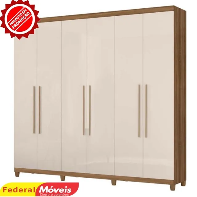 Guarda roupa casal 6 portas 4 gavetas Porto Belo