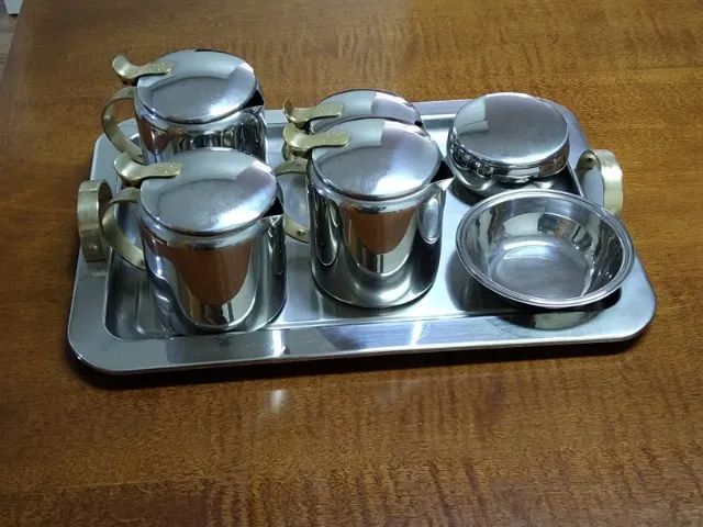 Jogo de café e chá em aço inox, completo - Utilidades domésticas
