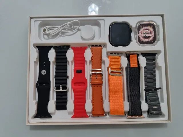 Kit Smartwach IWO HW2 Ultra com 7 pulseiras + case