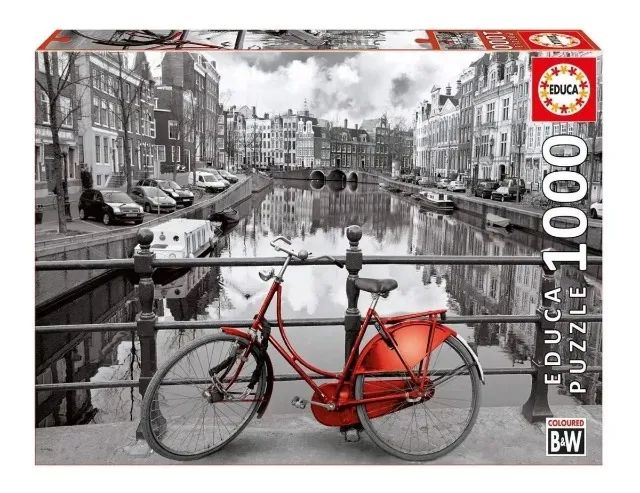 Quadro Puzzle Grow Bicicleta Amsterdam 1000 Peças Moldura Premium e Vidro Fosco Anti Refle - Foto 4