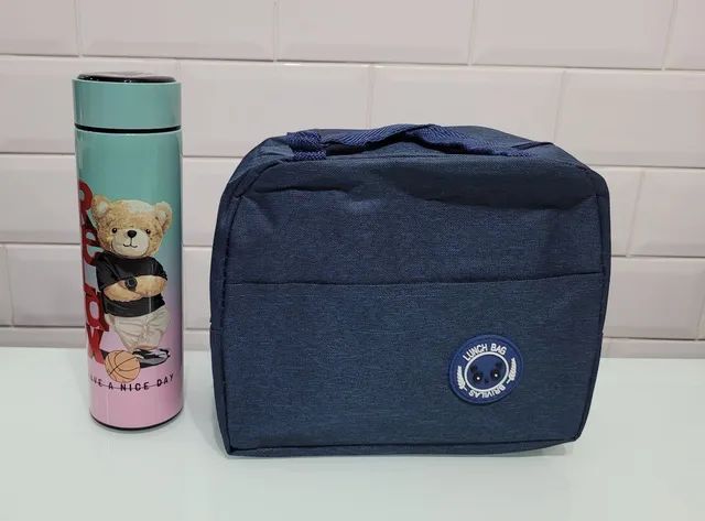 Garrafa Térmica<br>+<br>Bolsa/Lancheira Térmica Impermeável <br>