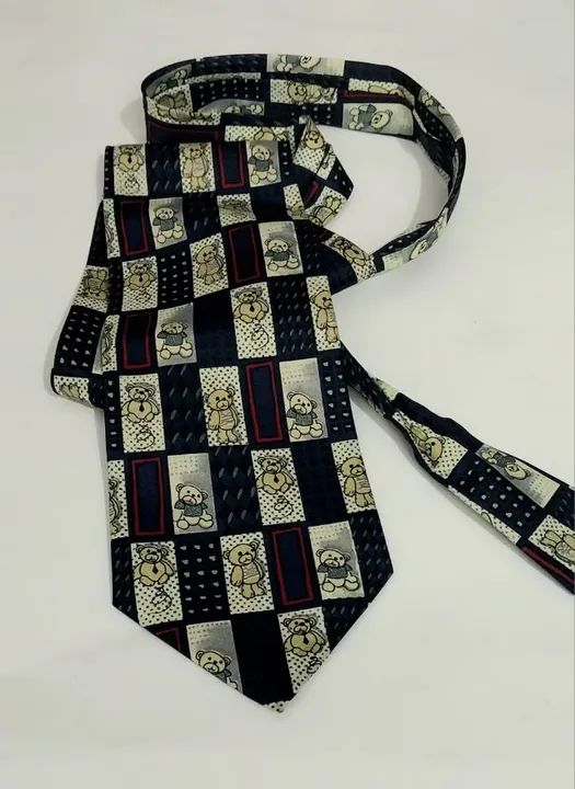 Gravata Vintage em Cetim- marca "City Noble" Made in Korea- desenho Ursinhos e geométricos - Foto 6
