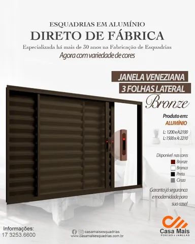 Janela Veneziana bronze em Aluminio com Fecho Embutido