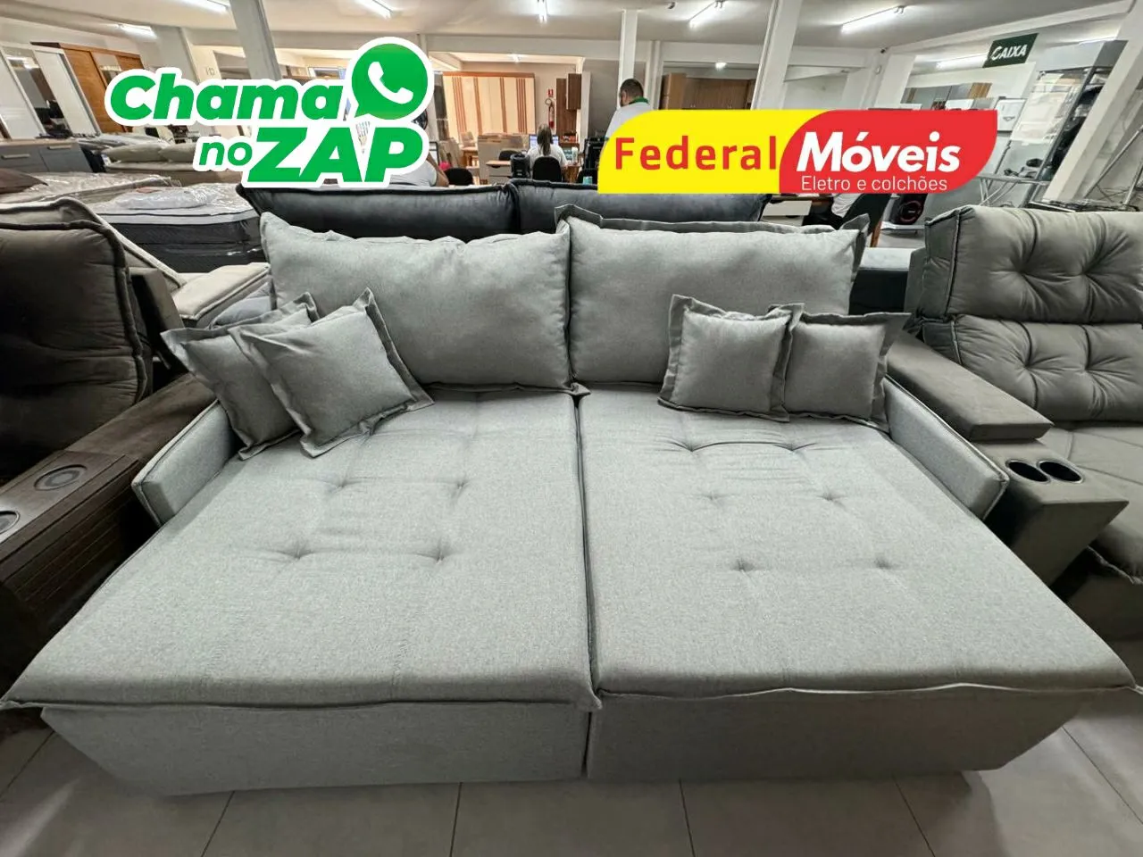 Sofá Cama Retrátil com Almofadas Novo Fazemos Entrega