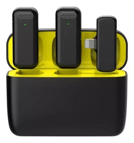 Microfone De Lapela Duplo Sem Fio Com Case Para Iphone Cor Preto ON-MC816 - Foto 2