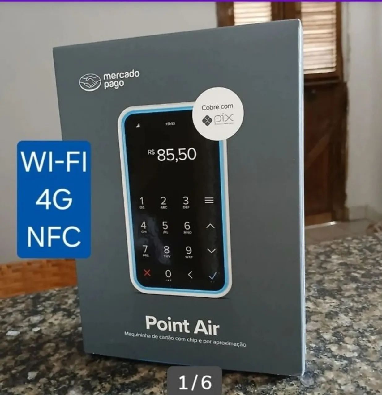 Maquininha de Cartão Point Air - Wi-Fi, 4G e NFC