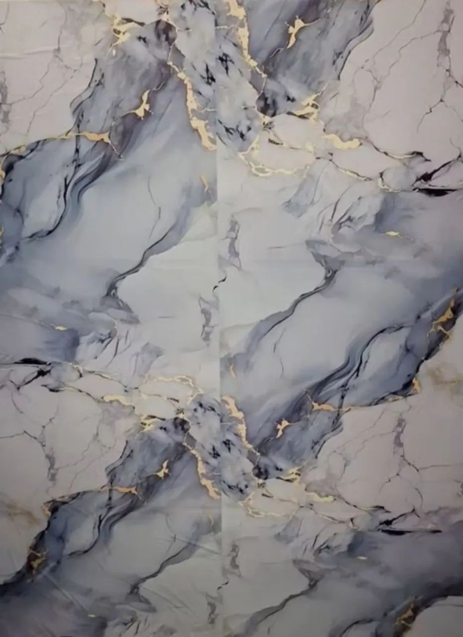 Papel de Parede Adesivo Mármore Azul Dourado  - Foto 6