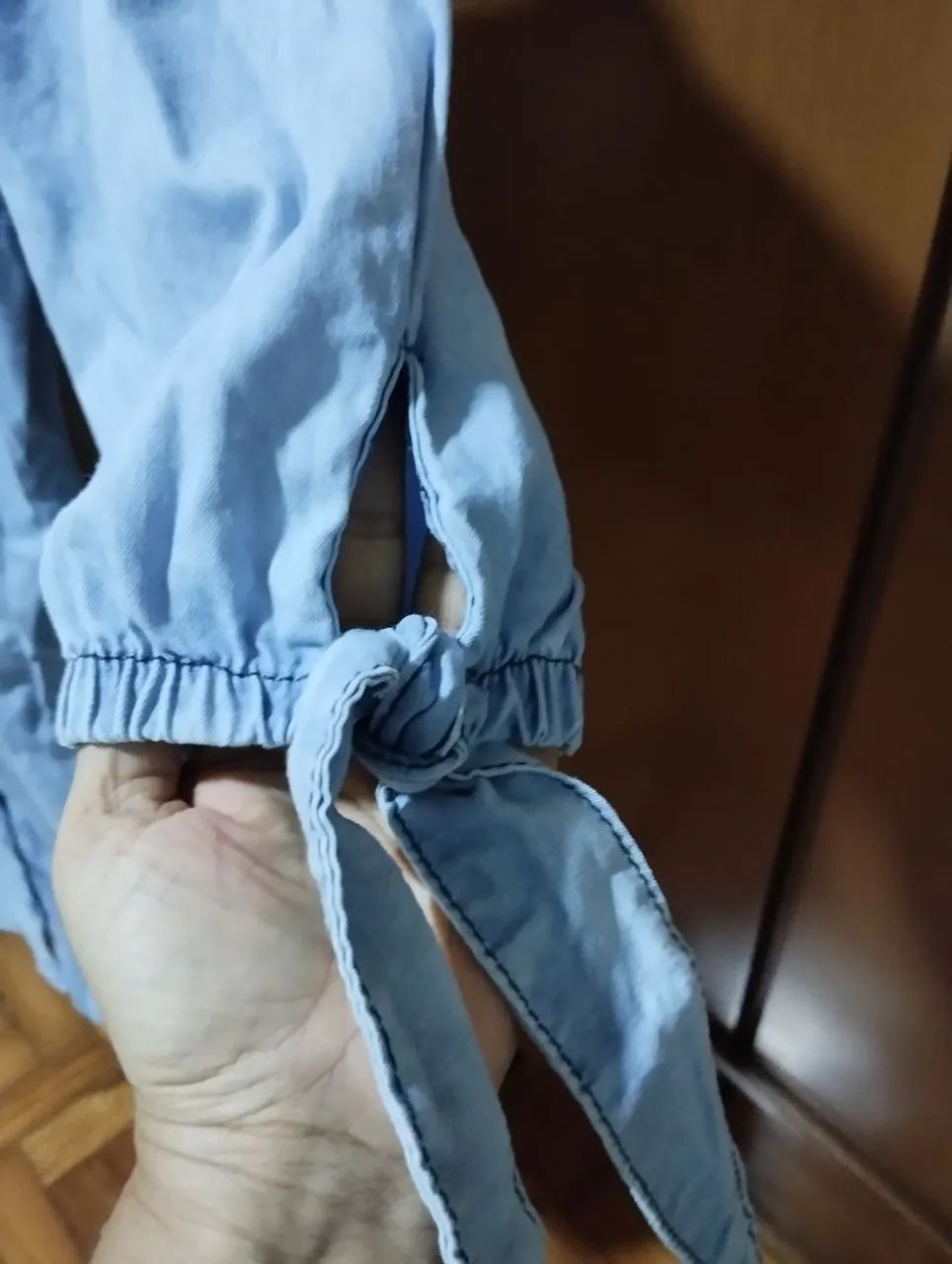 Vestido Jeans Off Shoulder Azul - Foto 3
