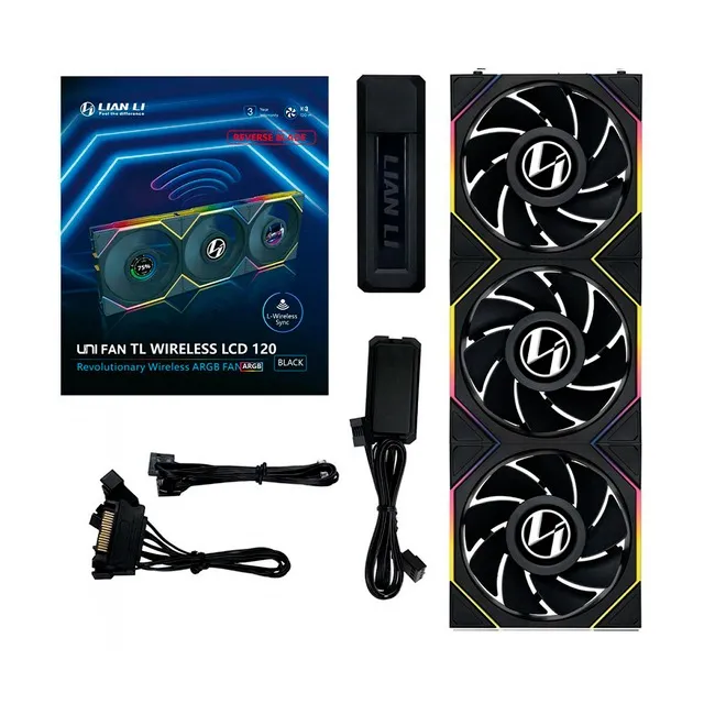 Lian Li TL 120mm LCD Reverse Wireless Pack com 3 + Controladora