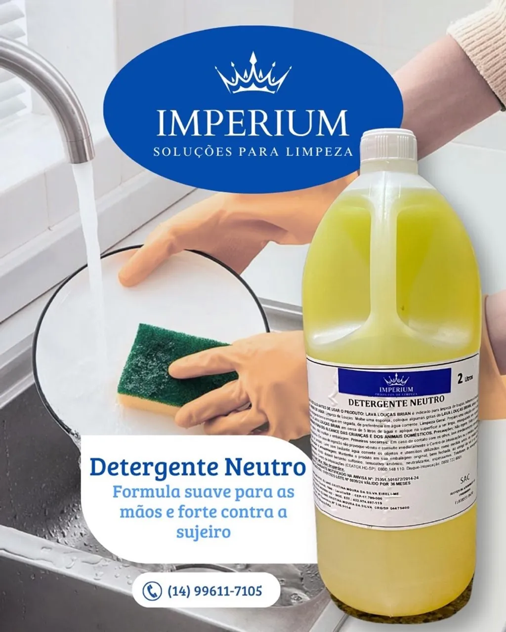 Detergente Neutro Imperium - 2 Litros - Solução Para Limpeza
