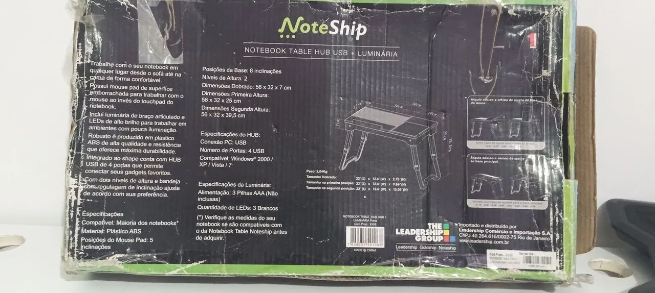 Mesa portátil para notebook com iluminação gaveta e regulagem no pé e ângulo do not. - Foto 3