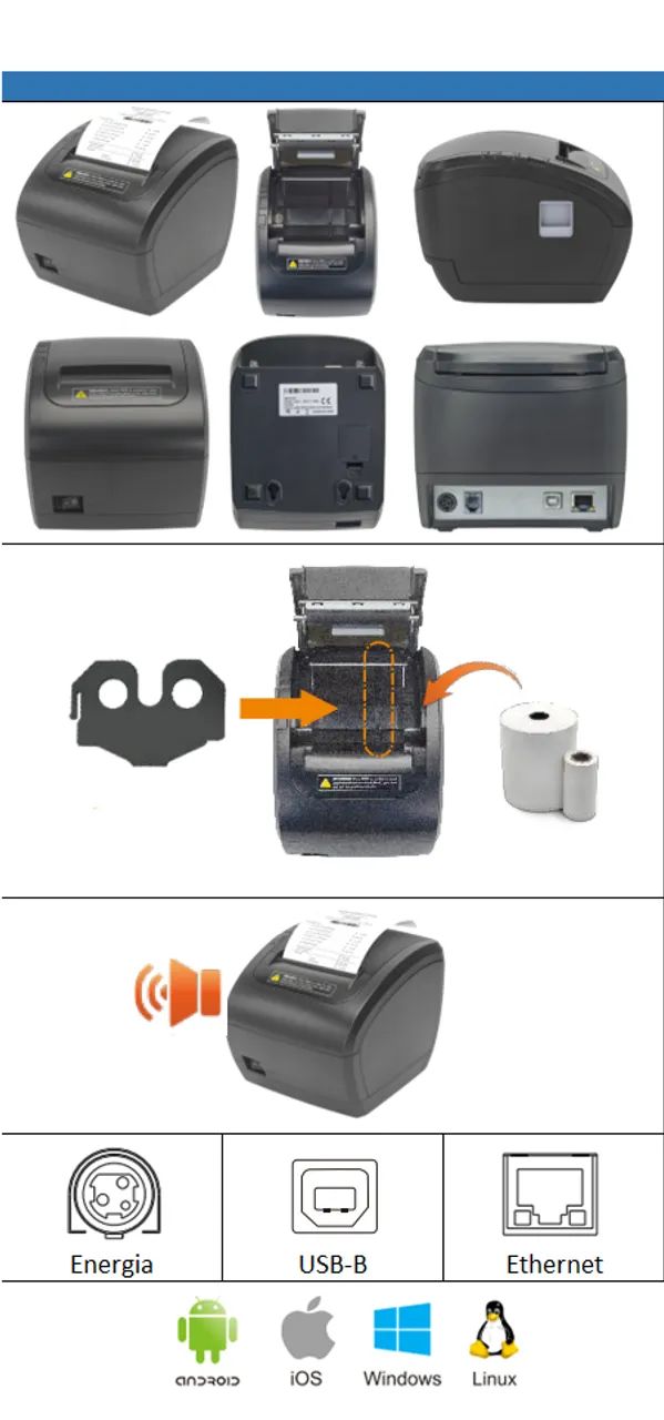 Impressora Térmica Não Fiscal para Cupons/ Recibos (USB + Ethernet) IT-100 C3TECH  - Foto 3