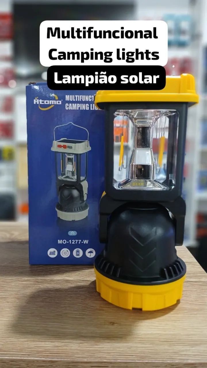 Lampião Solar Multifuncional Camping Lights MO-1277-W