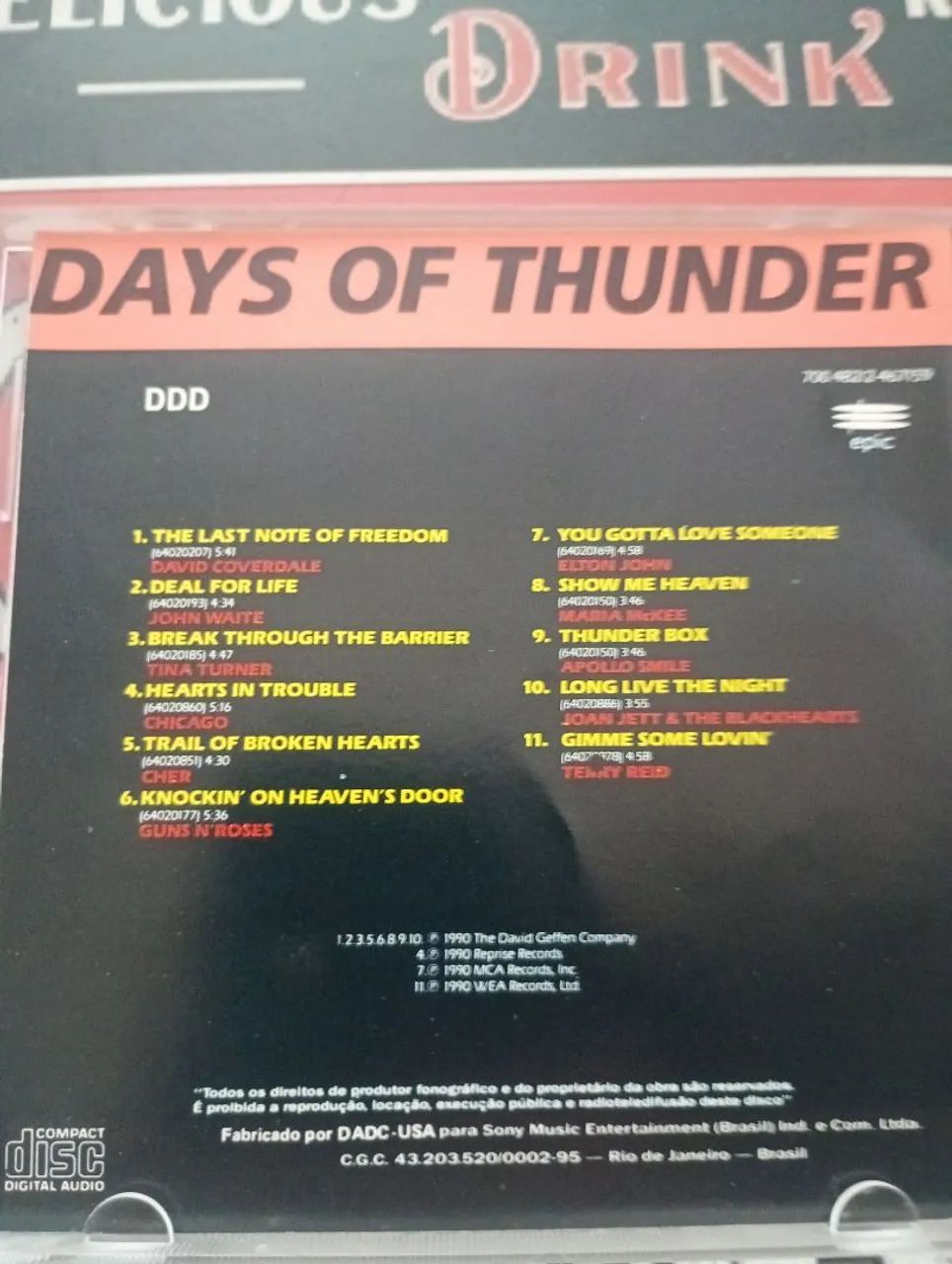 CD Days of Thunder - Trilha Sonora Original - Foto 3
