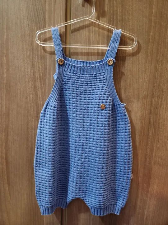 Macacão de tricô azul para bebê da Loja Boneco de Neve - Tamanho 2 