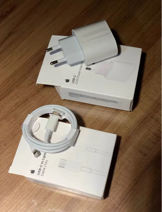 Carregador de IPhone Turbo 20W completo Cabo e Adaptador de fonte branco - Foto 5