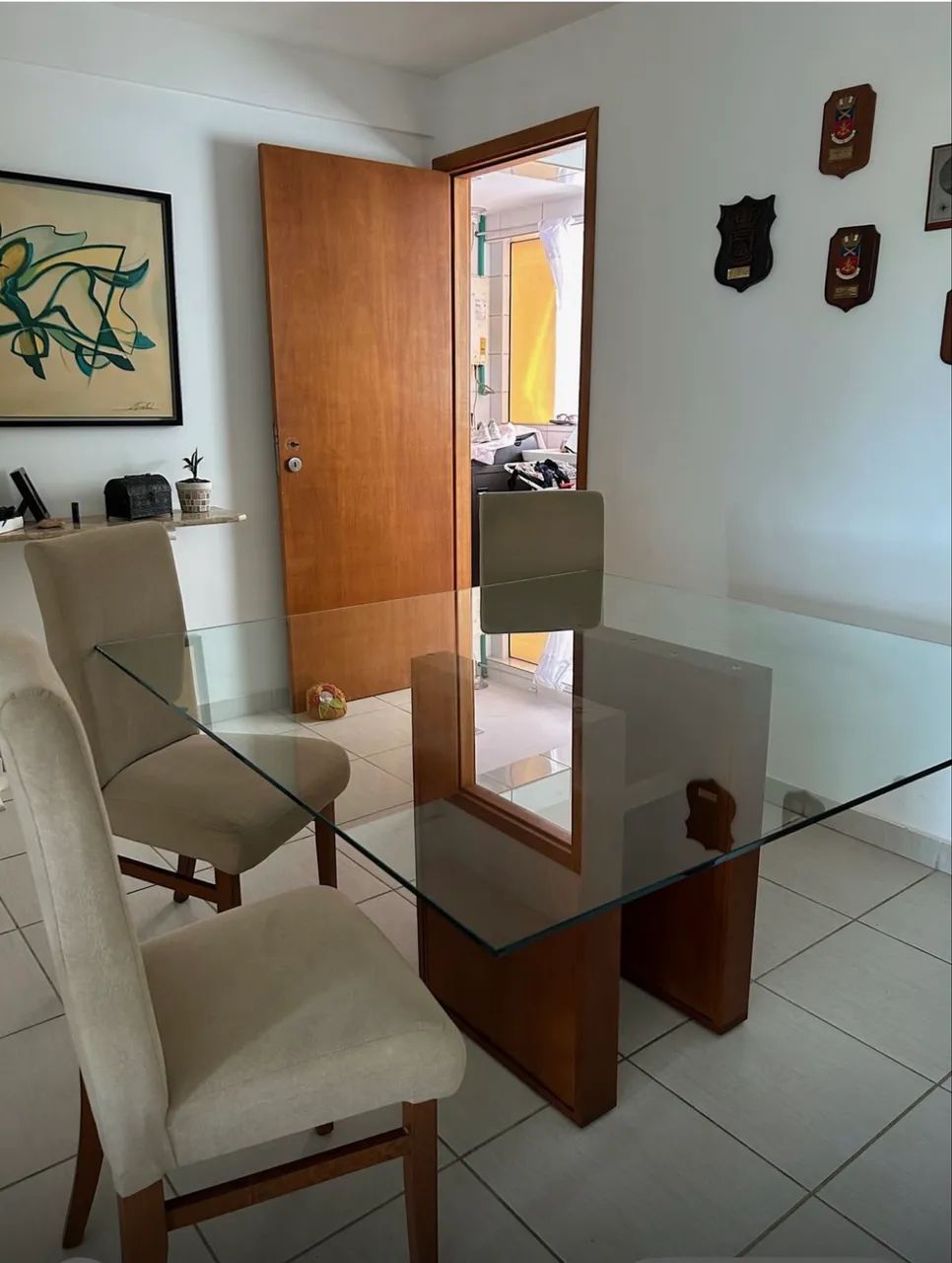 Selling glass-top table with wooden base64341728534275121