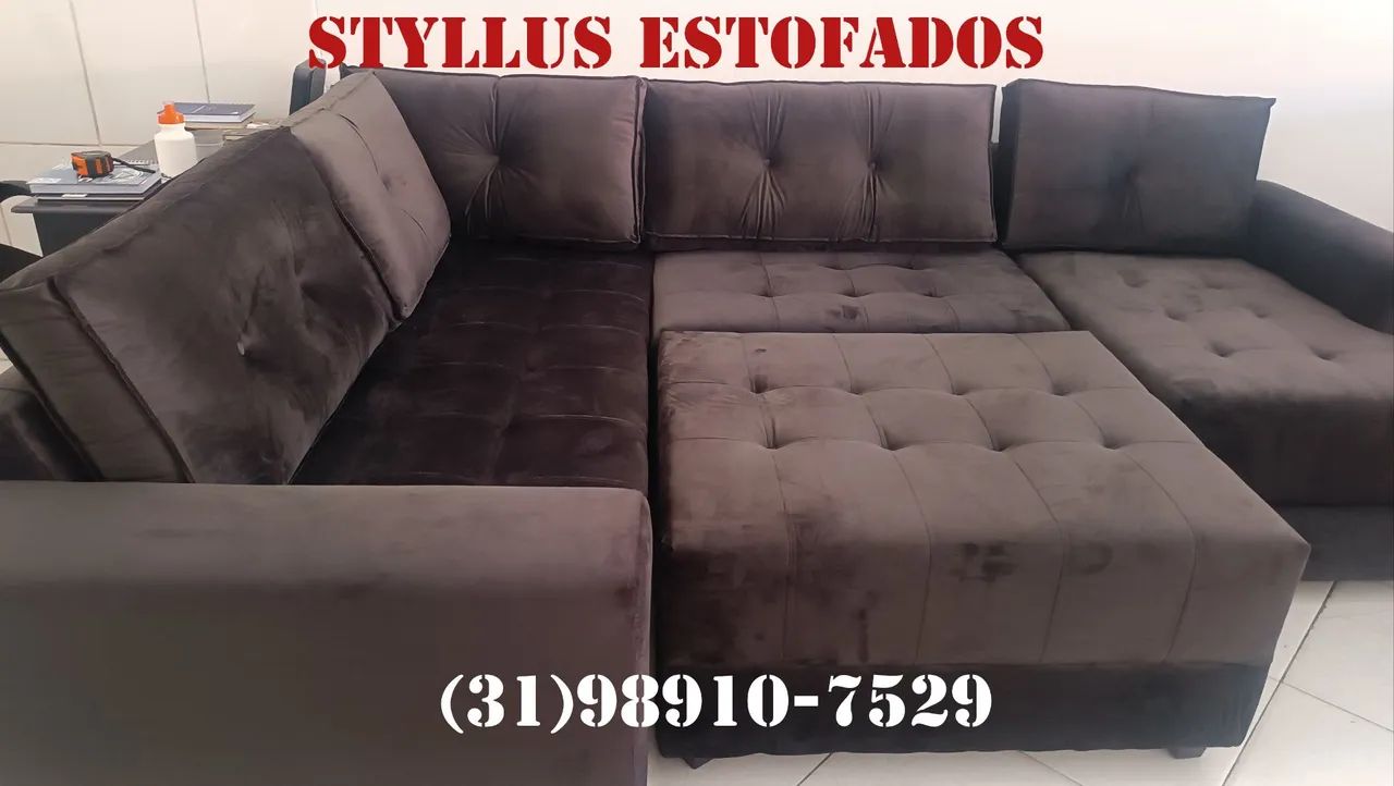 Sofá de canto confortável e elegante