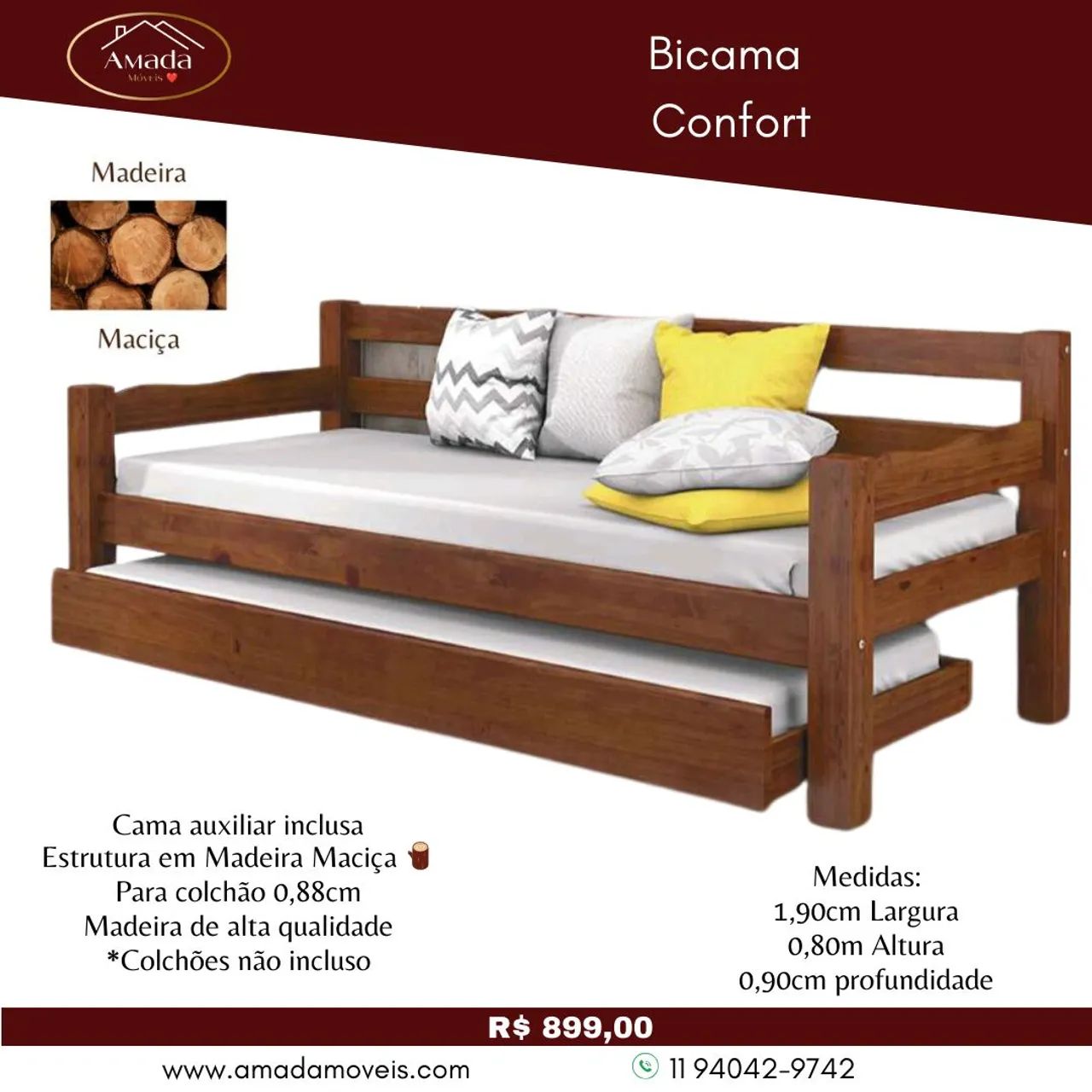 Bicama madeira maciça entregamos em ate 3 dias 64363873411587120