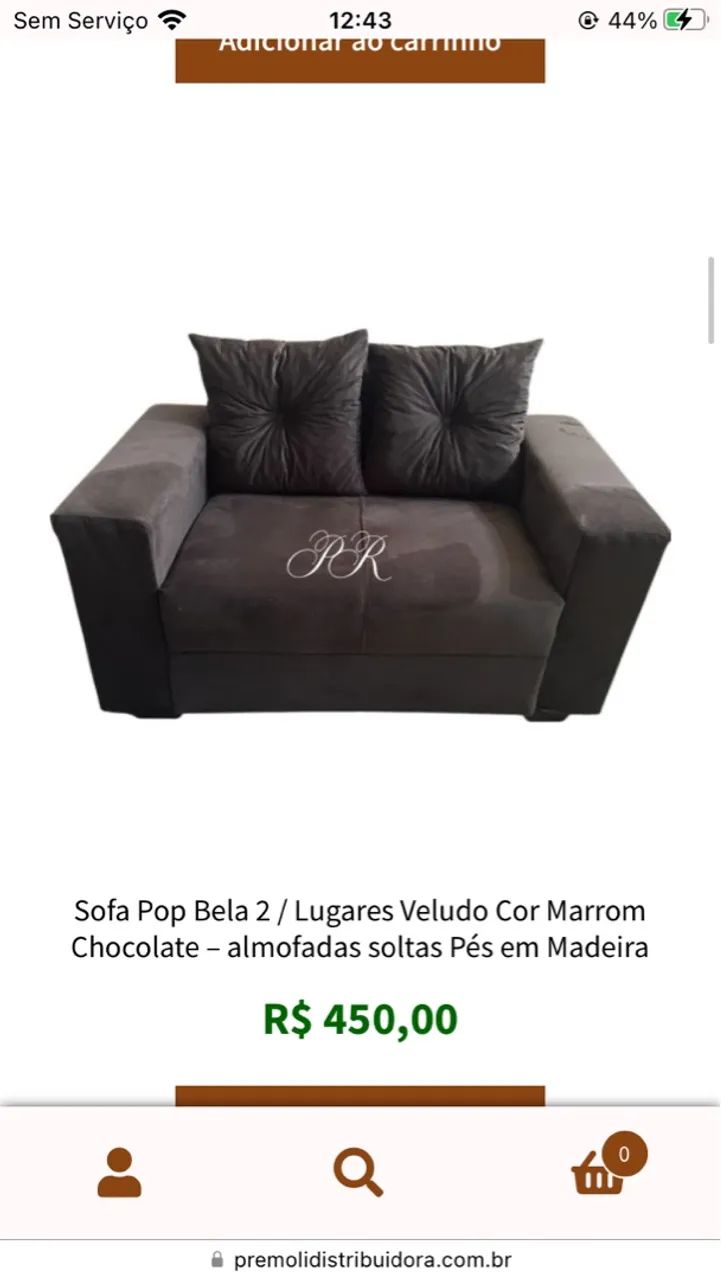 Sofá Pop Bela 2 Lugares Veludo Marrom