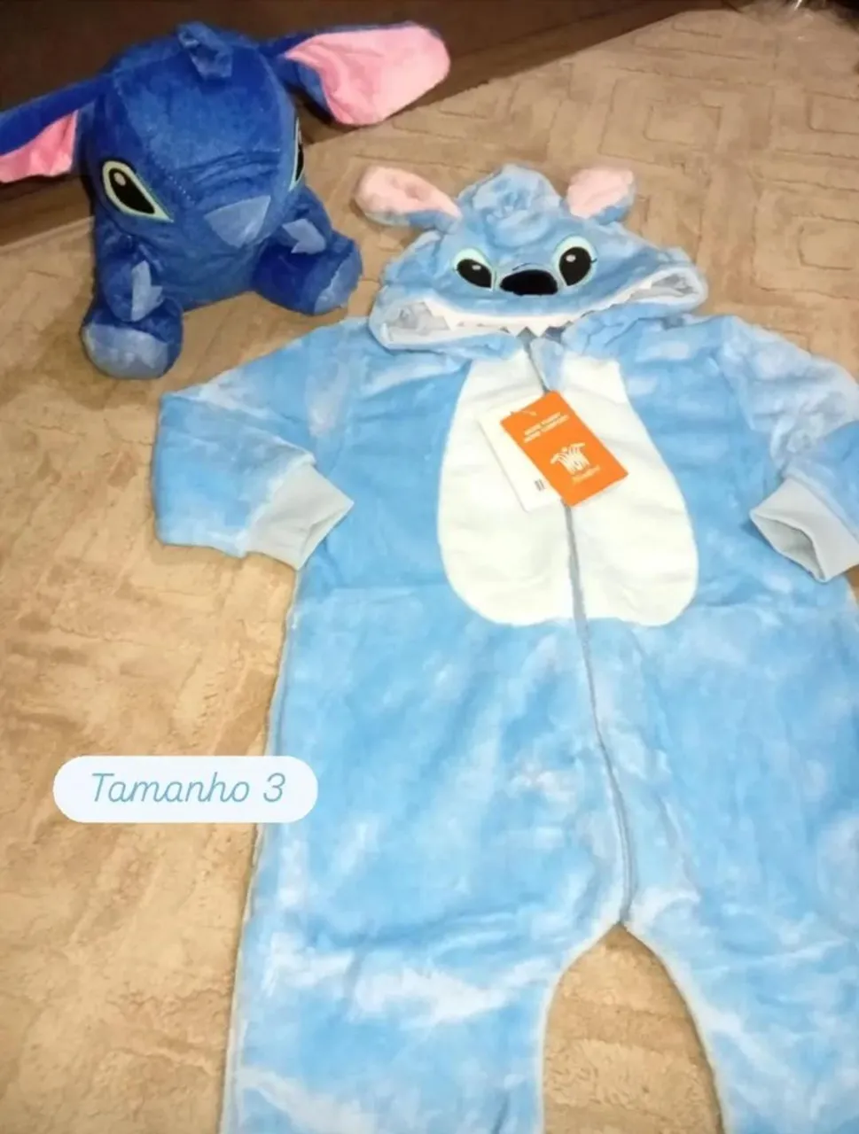 Macacão de Pelúcia Stitch, conjunto Sonic, e Capybara