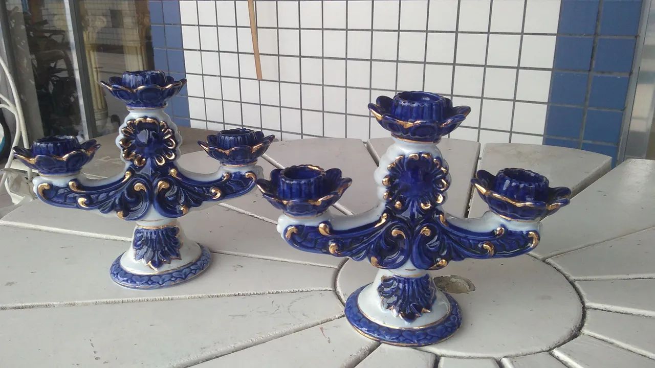 Castiçal de porcelana antigo 1950