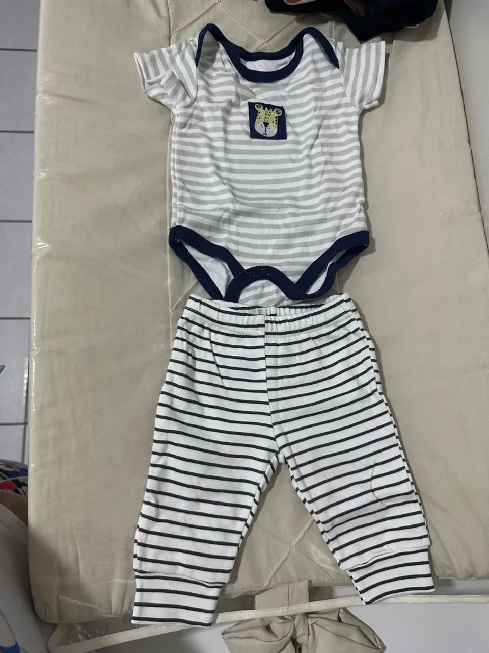 Kit 3 Bodies Bebê Menino - Urso, Tigre e Leão - Tamanho P - Foto 5
