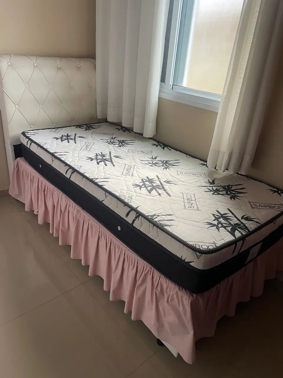 Cama Box Solteiro com Cabeceira + Colchão 